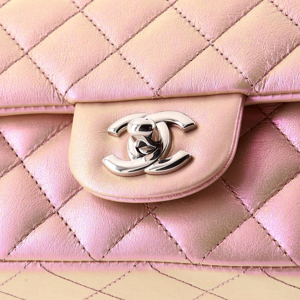 Classic Single Flap Bag Quilted Iridescent Calfskin Mini