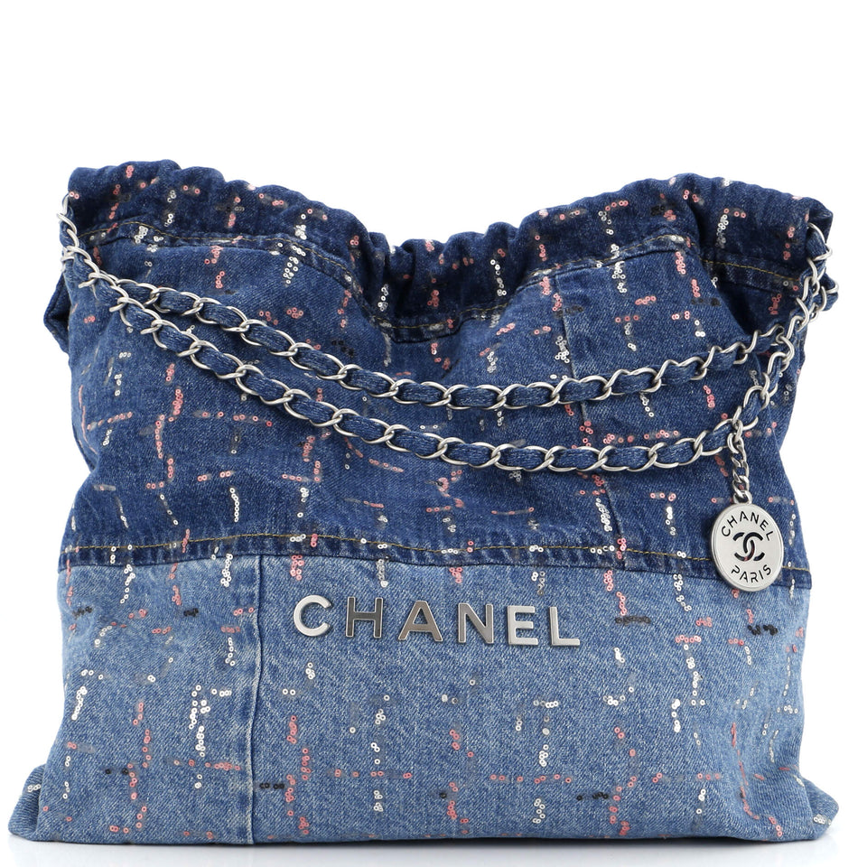 22 Chain Hobo Denim with Sequins Medium