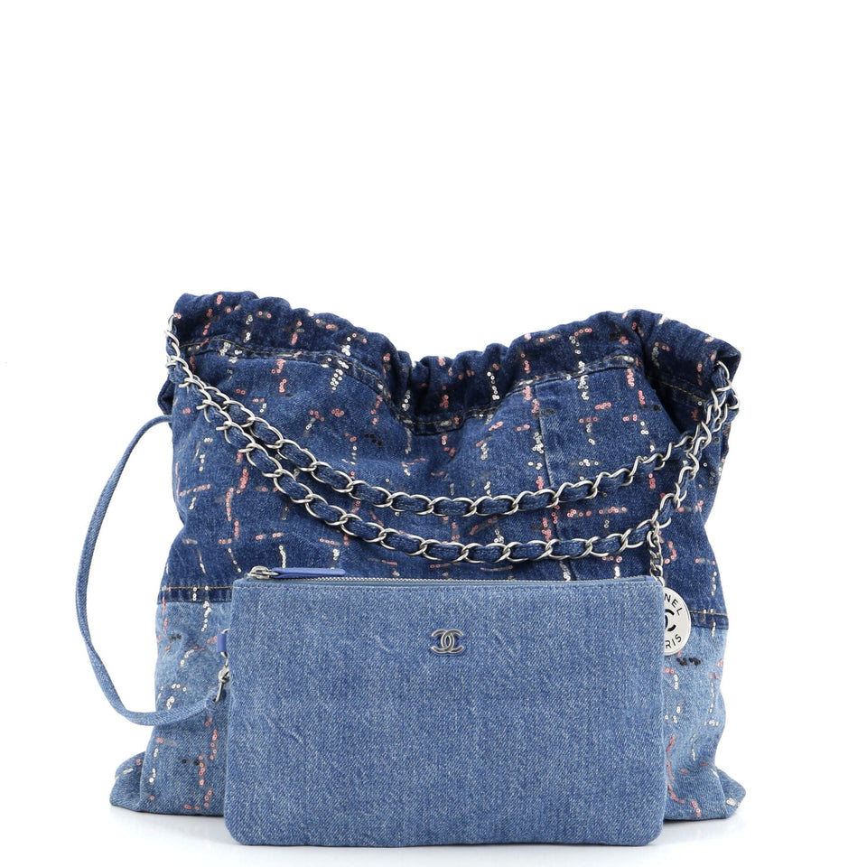22 Chain Hobo Denim with Sequins Medium