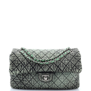 Denimpression Flap Bag Quilted Distressed Denim Medium