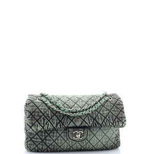 Denimpression Flap Bag Quilted Distressed Denim Medium