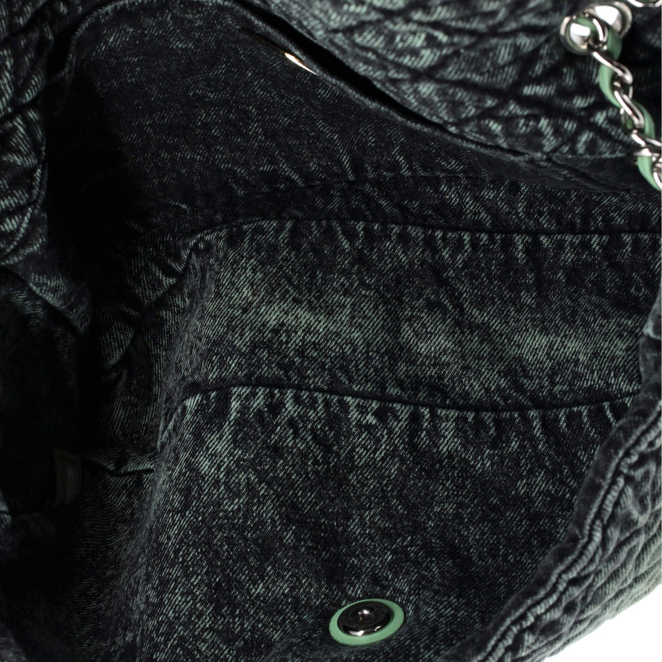 Denimpression Flap Bag Quilted Distressed Denim Medium