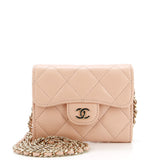 Classic Flap Card Holder on Chain Quilted Lambskin Mini