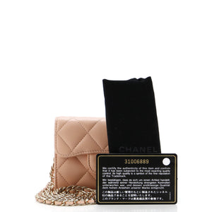 Classic Flap Card Holder on Chain Quilted Lambskin Mini