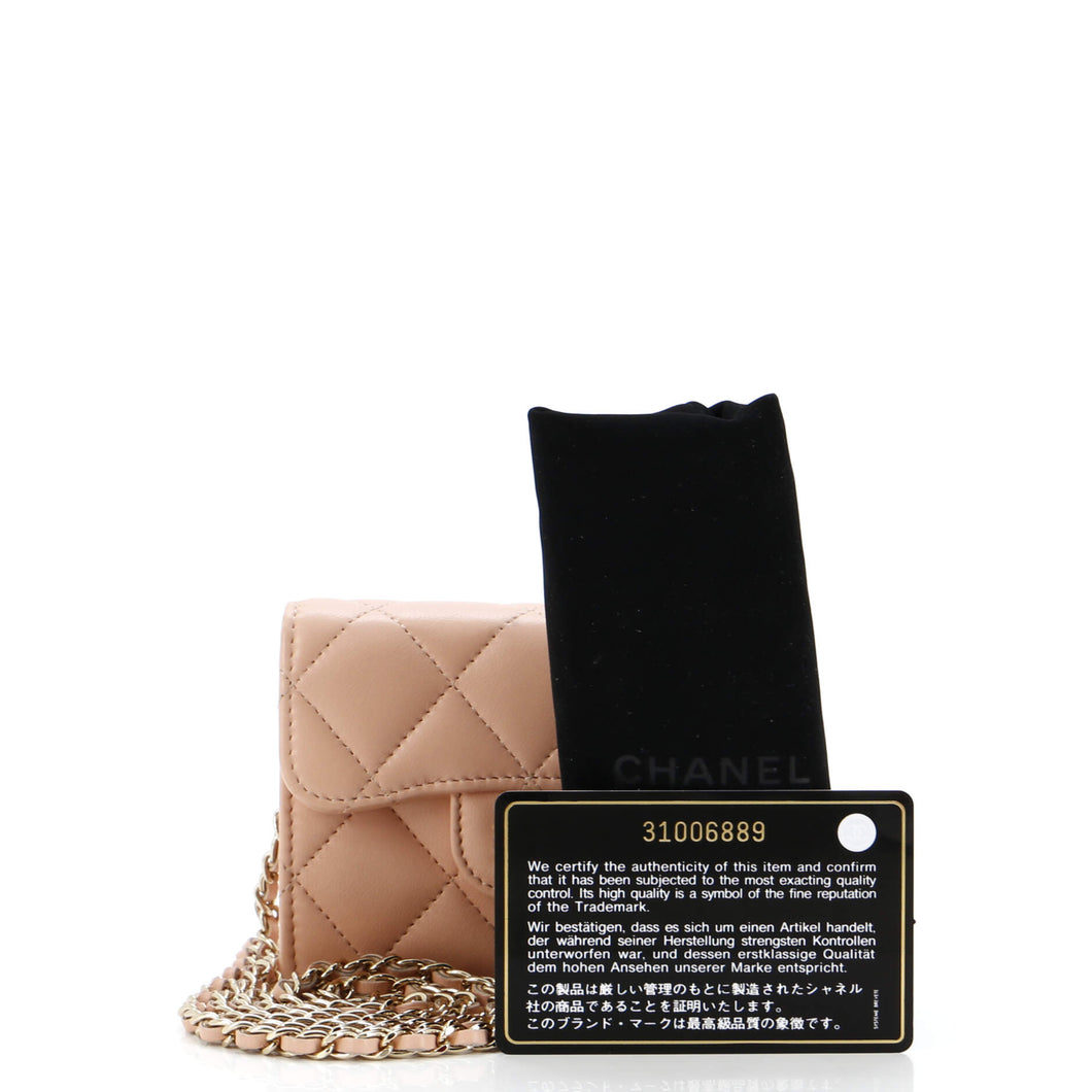 Classic Flap Card Holder on Chain Quilted Lambskin Mini