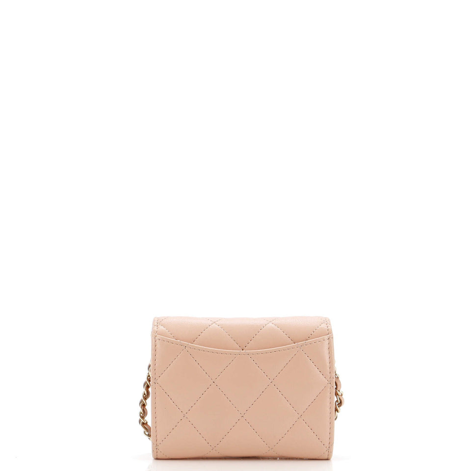 Classic Flap Card Holder on Chain Quilted Lambskin Mini