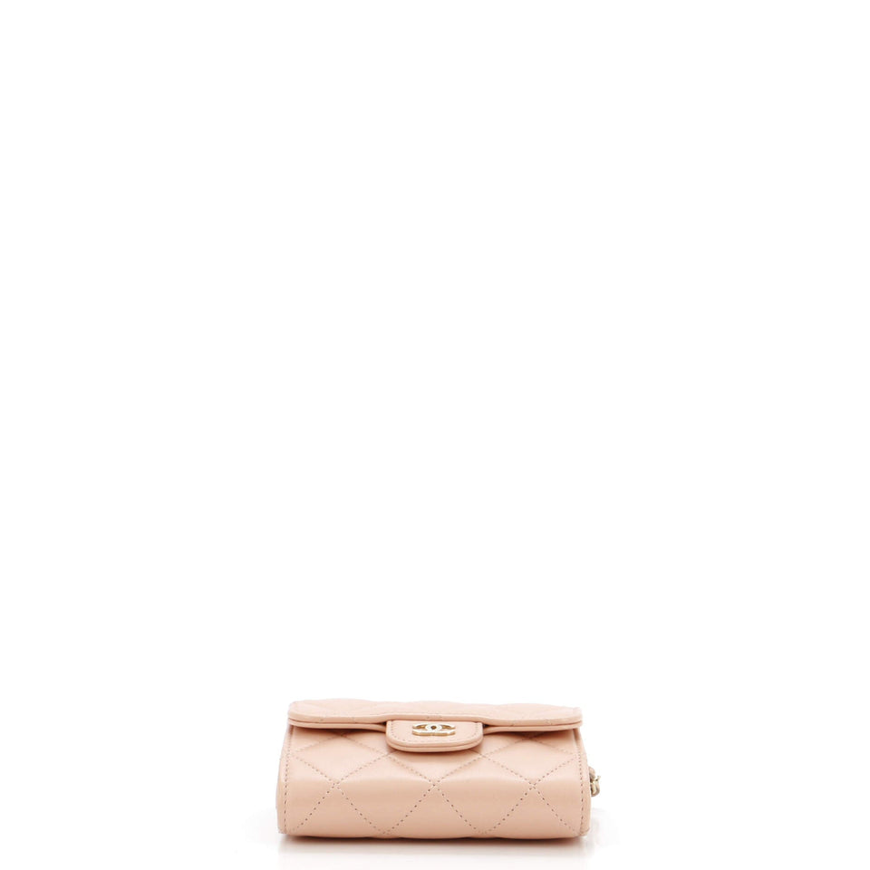 Classic Flap Card Holder on Chain Quilted Lambskin Mini