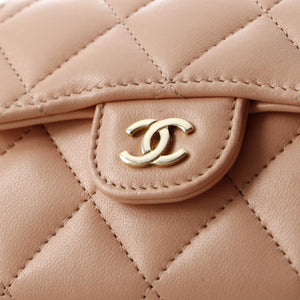 Classic Flap Card Holder on Chain Quilted Lambskin Mini