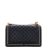 Boy Flap Bag Quilted Caviar with Whipstitch Chain Detail Old Medium