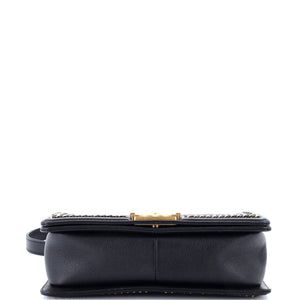 Boy Flap Bag Quilted Caviar with Whipstitch Chain Detail Old Medium