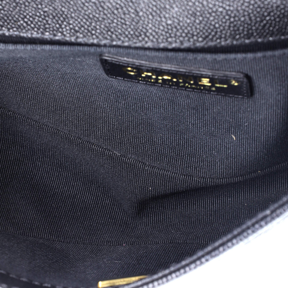 Boy Flap Bag Quilted Caviar with Whipstitch Chain Detail Old Medium