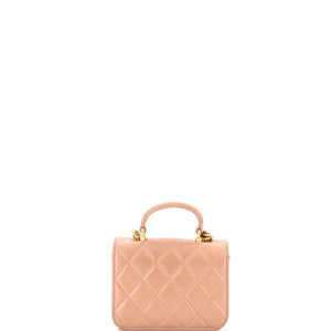 Top Handle Flap Coin Purse with Chain Quilted Lambskin