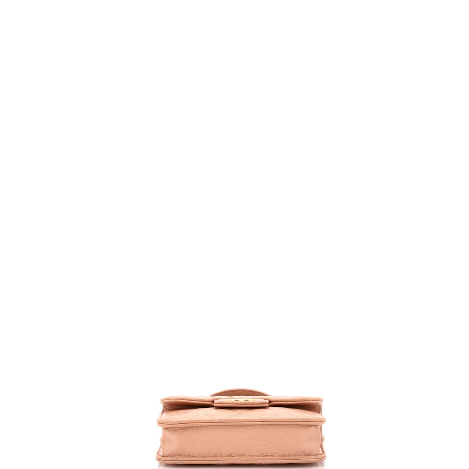 Top Handle Flap Coin Purse with Chain Quilted Lambskin