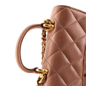 Top Handle Flap Coin Purse with Chain Quilted Lambskin
