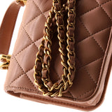 Top Handle Flap Coin Purse with Chain Quilted Lambskin