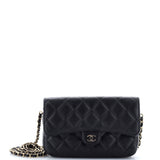 Classic Flap Phone Holder with Chain Quilted Caviar