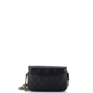 Classic Flap Phone Holder with Chain Quilted Caviar