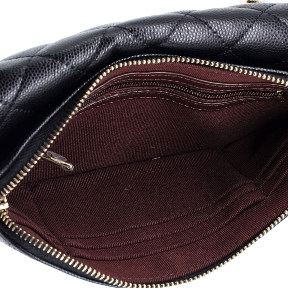 Classic Flap Phone Holder with Chain Quilted Caviar