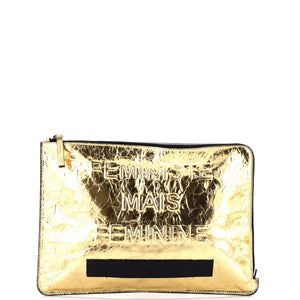 Feminine Pouch Crinkled Leather Large