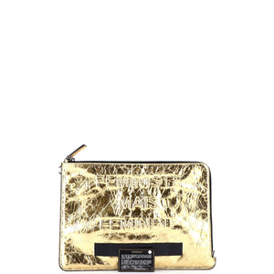 Feminine Pouch Crinkled Leather Large