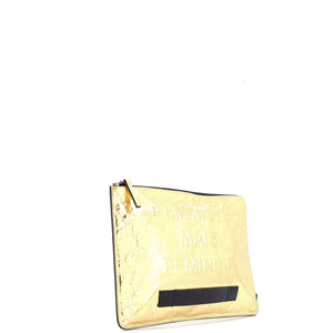Feminine Pouch Crinkled Leather Large