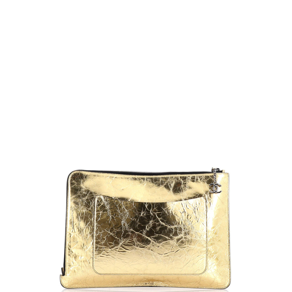 Feminine Pouch Crinkled Leather Large