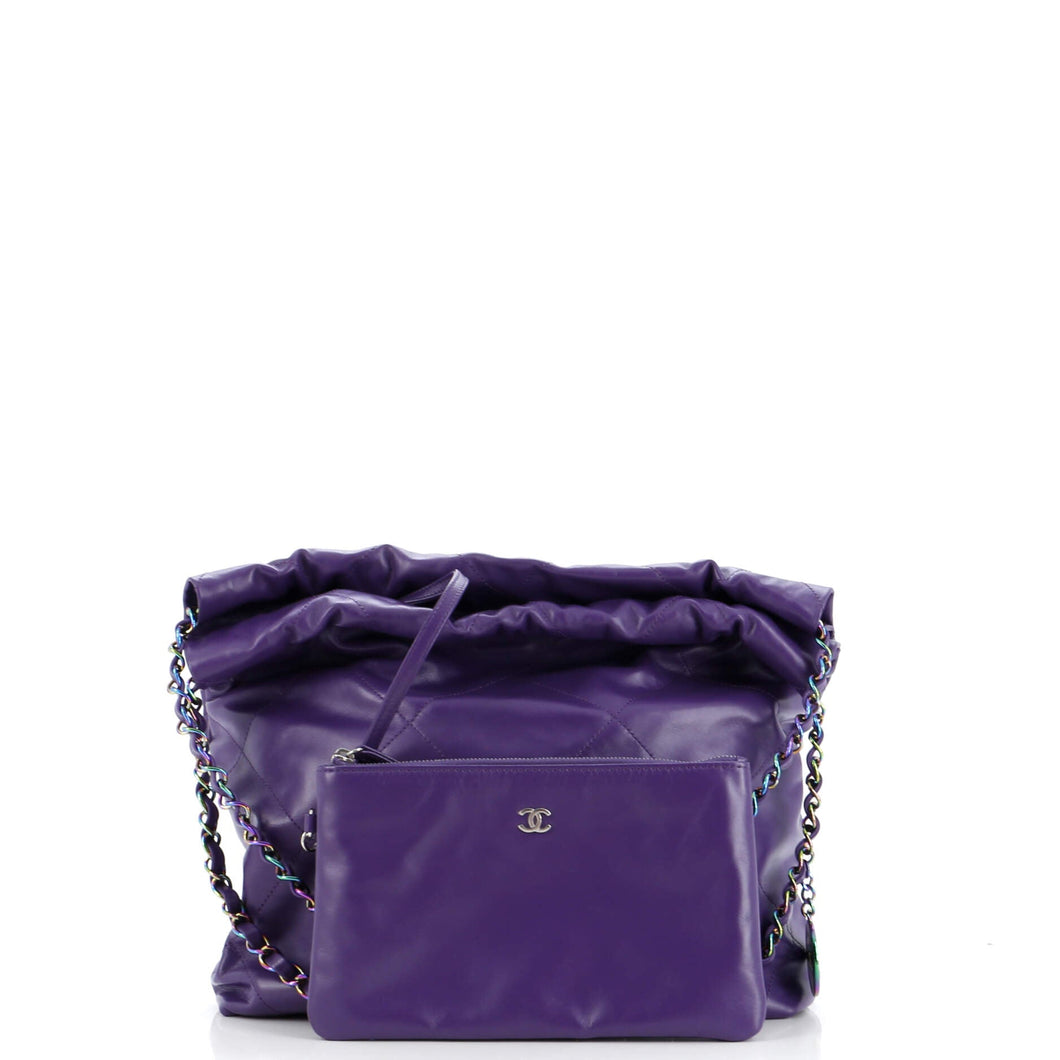 22 Chain Hobo Quilted Calfskin with Rainbow Hardware Small