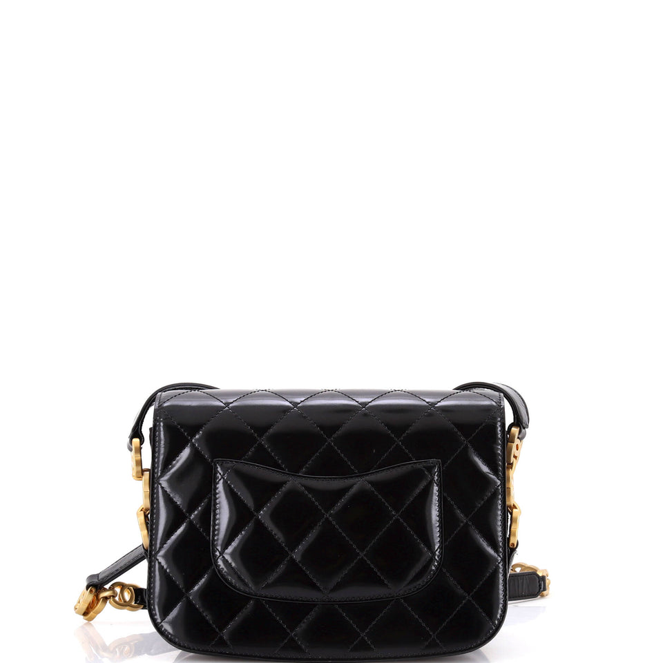 My Sweet CC Full Flap Messenger Bag Quilted Shiny Calfskin with Suede Mini