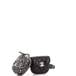 CC Waist Bag with Coin Purse Quilted Lambskin and Tweed
