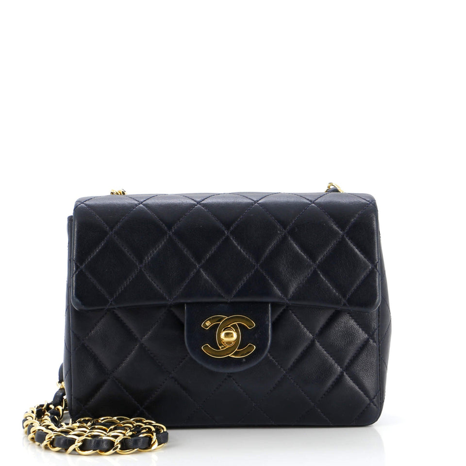 Vintage Square Classic Single Flap Bag Quilted Lambskin Mini