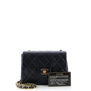 Vintage Square Classic Single Flap Bag Quilted Lambskin Mini