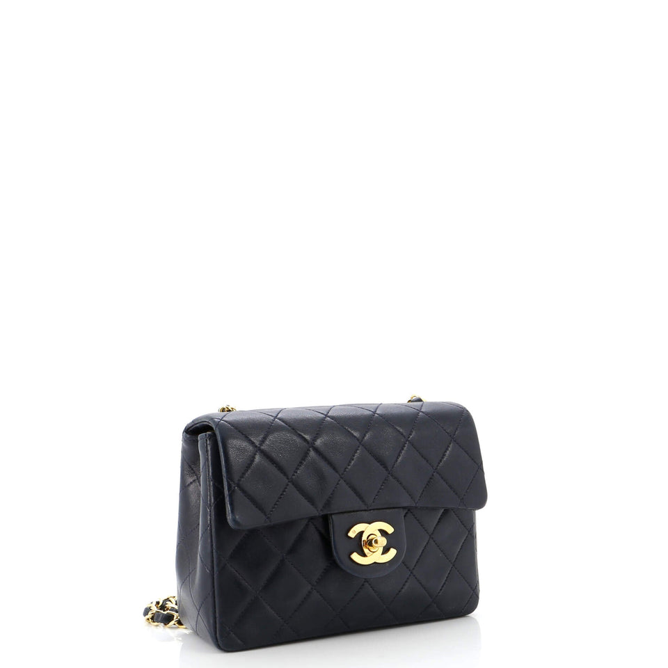 Vintage Square Classic Single Flap Bag Quilted Lambskin Mini