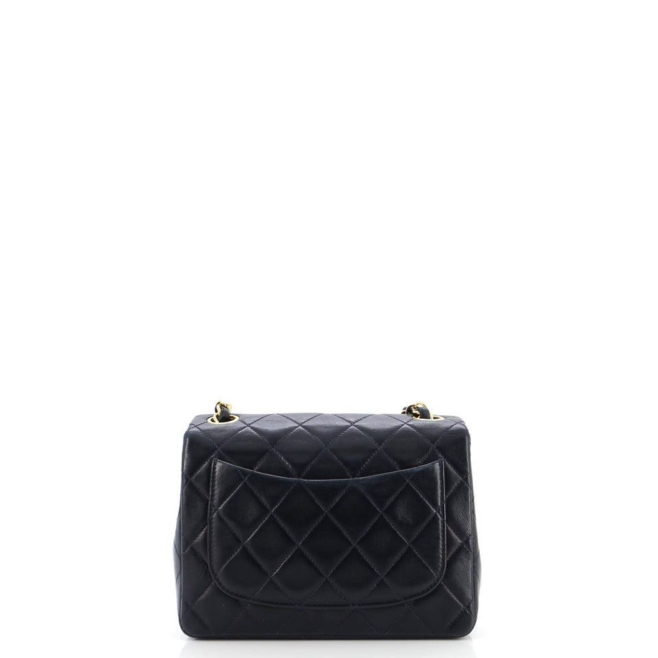 Vintage Square Classic Single Flap Bag Quilted Lambskin Mini