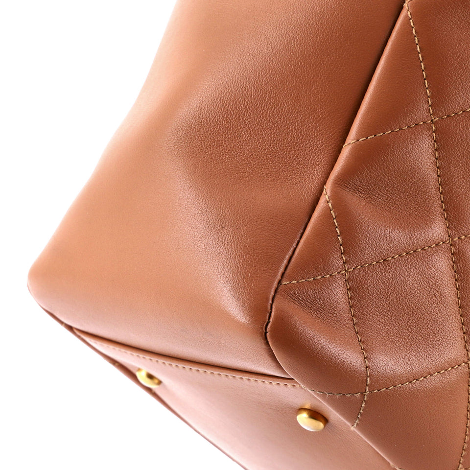 Open Shopping Tote Quilted Lambskin Large