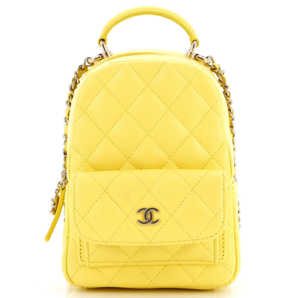 Classic CC Chain Pocket Backpack Quilted Caviar Mini