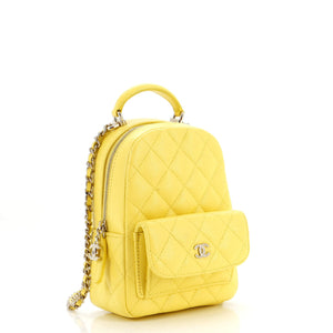 Classic CC Chain Pocket Backpack Quilted Caviar Mini