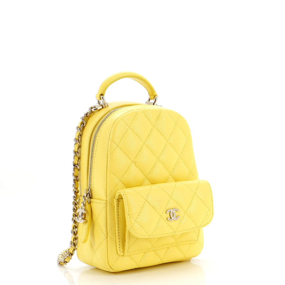 Classic CC Chain Pocket Backpack Quilted Caviar Mini