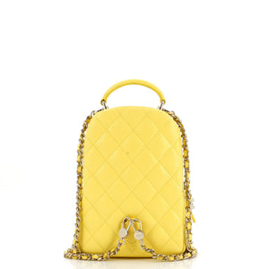 Classic CC Chain Pocket Backpack Quilted Caviar Mini