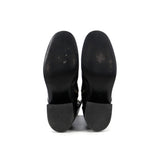 Women's Logo Button Snap Cap Toe Boots Leather with Patent