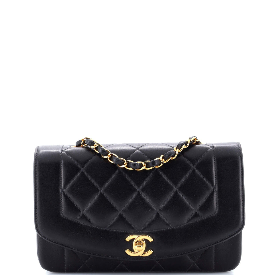 Vintage Diana Flap Bag Quilted Lambskin Small
