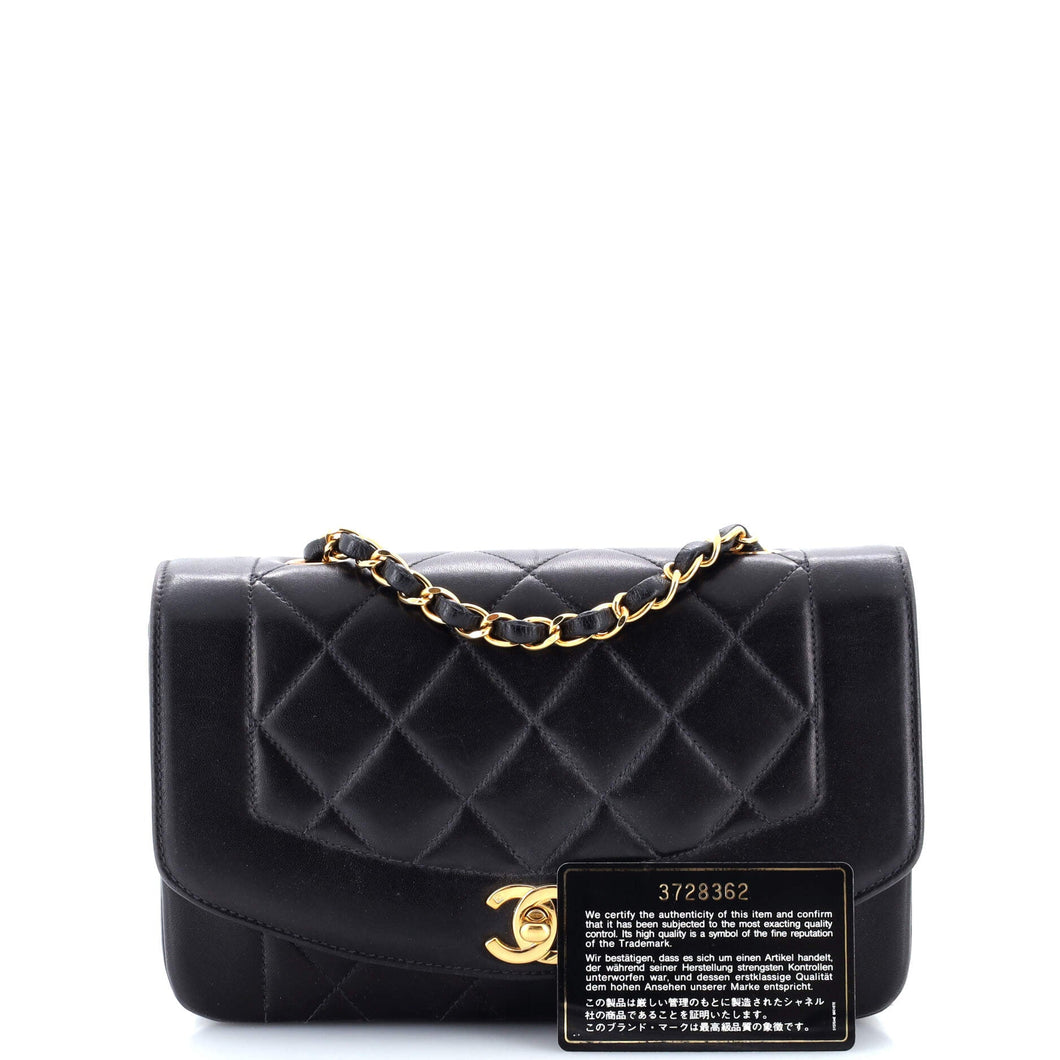 Vintage Diana Flap Bag Quilted Lambskin Small