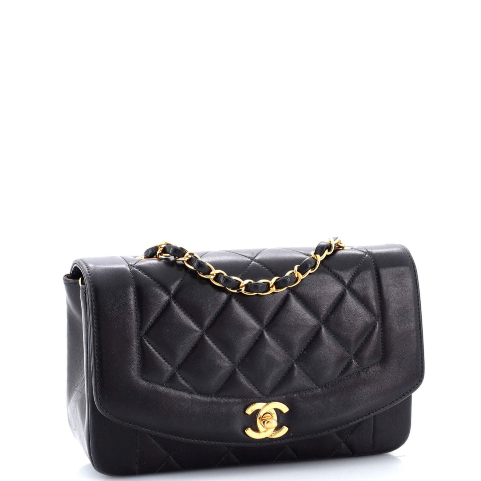 Vintage Diana Flap Bag Quilted Lambskin Small