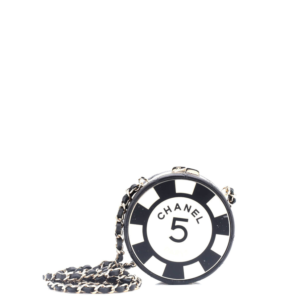 Poker Chip Clutch With Chain Quilted Lambskin with Enamel