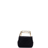 Oval Logo Chain Handle Flap Bag Quilted Satin with Crystals Mini