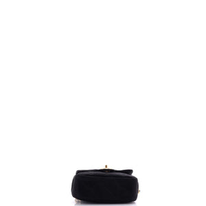 Oval Logo Chain Handle Flap Bag Quilted Satin with Crystals Mini