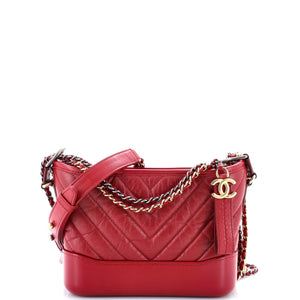 Gabrielle Hobo Chevron Aged Calfskin Small