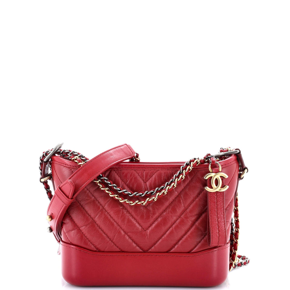 Gabrielle Hobo Chevron Aged Calfskin Small