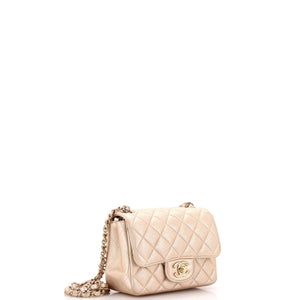 Square Classic Single Flap Bag Quilted Metallic Lambskin Mini