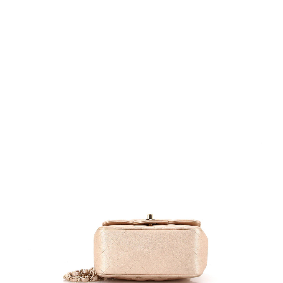 Square Classic Single Flap Bag Quilted Metallic Lambskin Mini