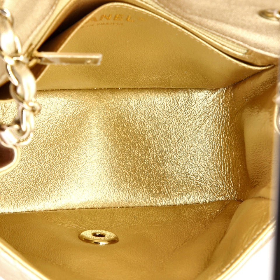 Square Classic Single Flap Bag Quilted Metallic Lambskin Mini